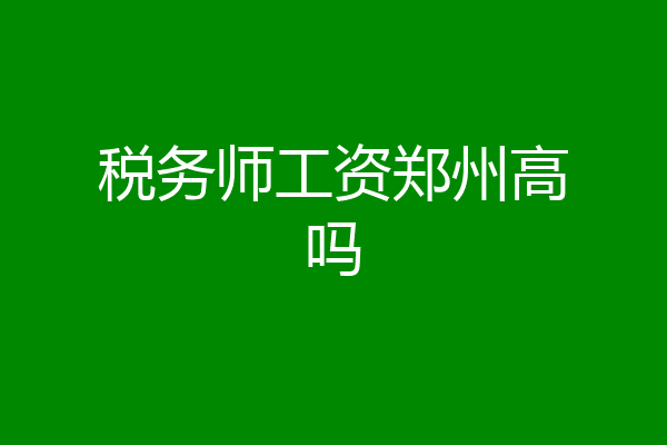 税务师工资郑州高吗