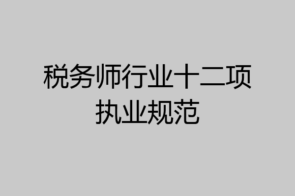 税务师行业十二项执业规范
