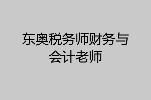 东奥税务师财务与会计老师