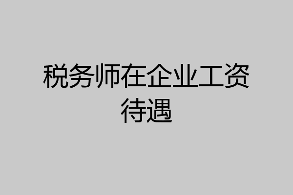 税务师在企业工资待遇