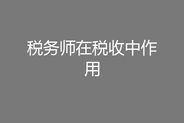 税务师在税收中作用