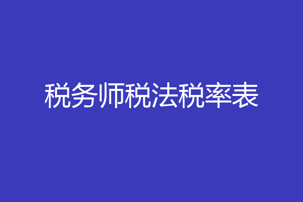 税务师税法税率表