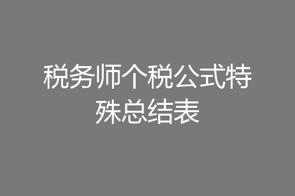 税务师个税公式特殊总结表