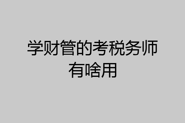 学财管的考税务师有啥用