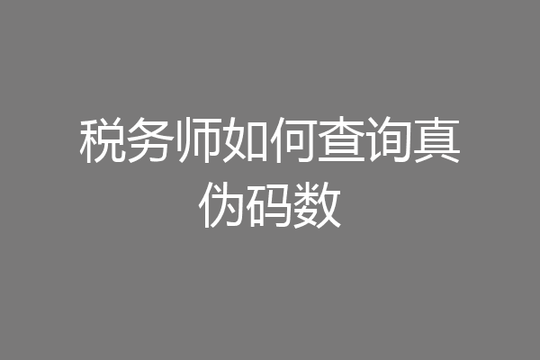 税务师如何查询真伪码数