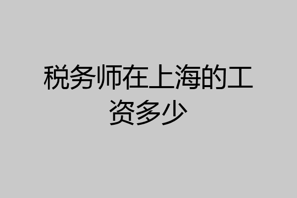 税务师在上海的工资多少