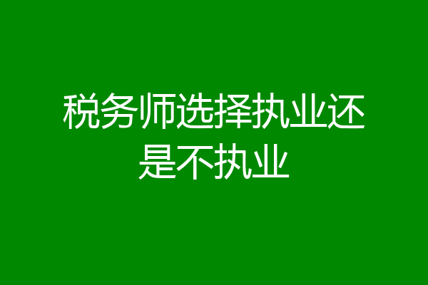 税务师选择执业还是不执业
