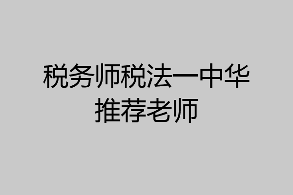 税务师税法一中华推荐老师