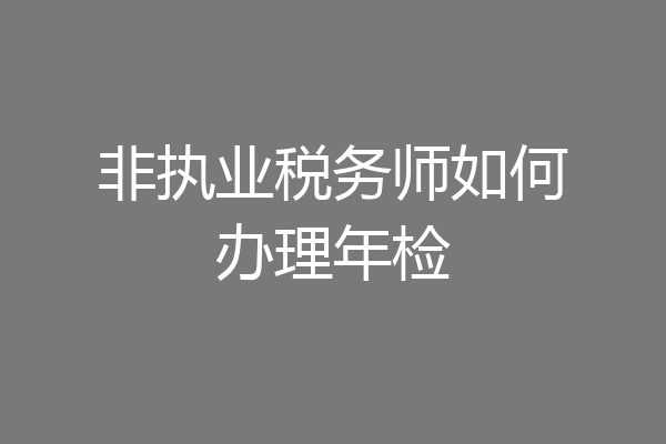 非执业税务师如何办理年检