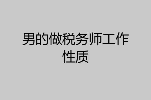男的做税务师工作性质