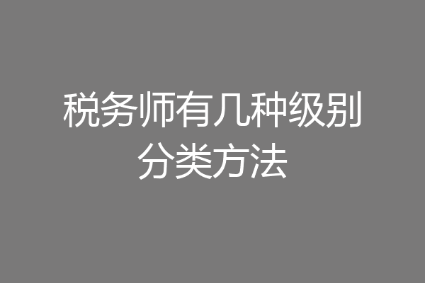 税务师有几种级别分类方法
