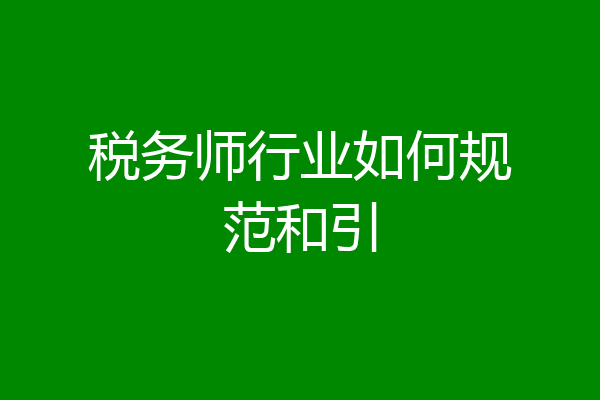 税务师行业如何规范和引