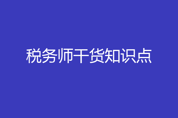 税务师干货知识点