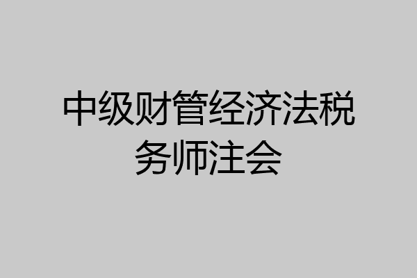 中级财管经济法税务师注会