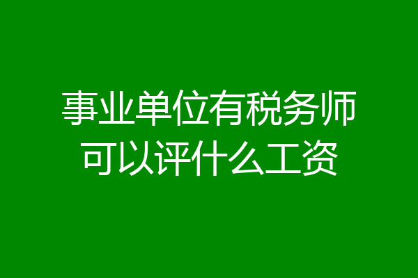 事业单位有税务师可以评什么工资