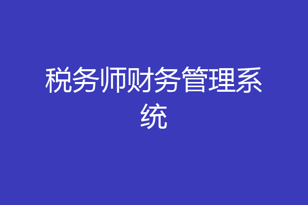 税务师财务管理系统