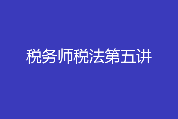 税务师税法第五讲
