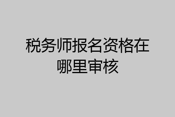 税务师报名资格在哪里审核