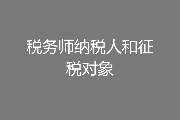税务师纳税人和征税对象