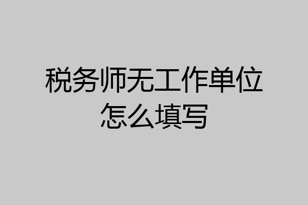 税务师无工作单位怎么填写