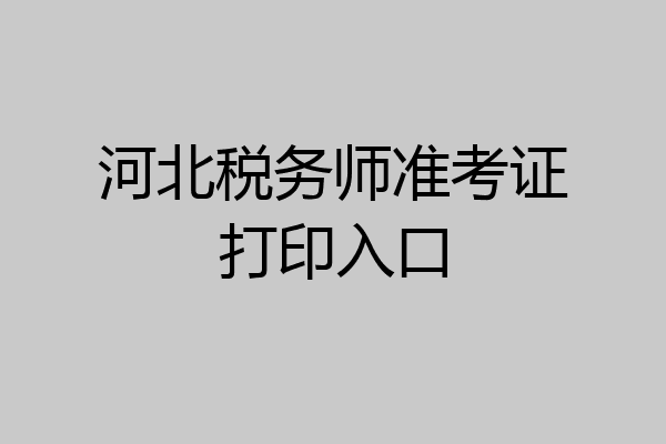 河北税务师准考证打印入口