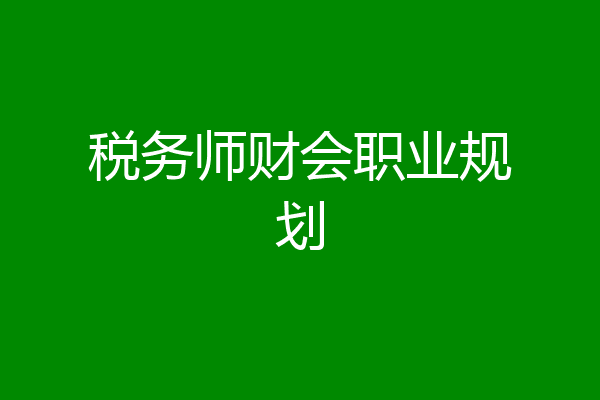 税务师财会职业规划