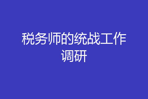 税务师的统战工作调研