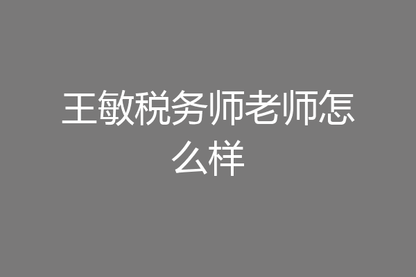 王敏税务师老师怎么样