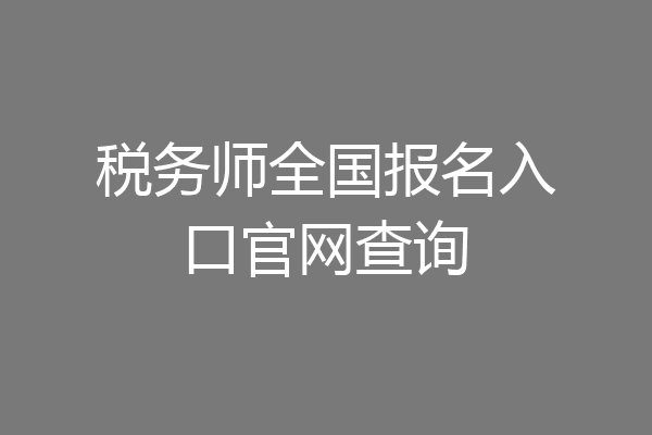 税务师全国报名入口官网查询