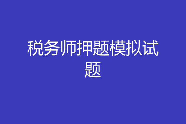 税务师押题模拟试题