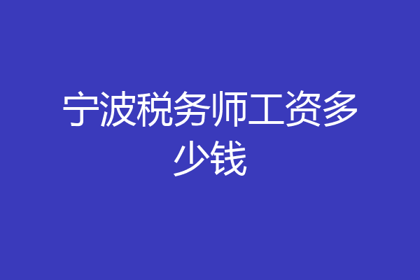 宁波税务师工资多少钱