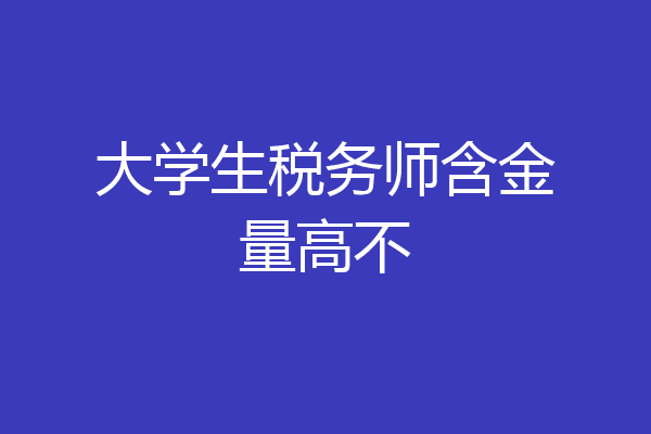 大学生税务师含金量高不