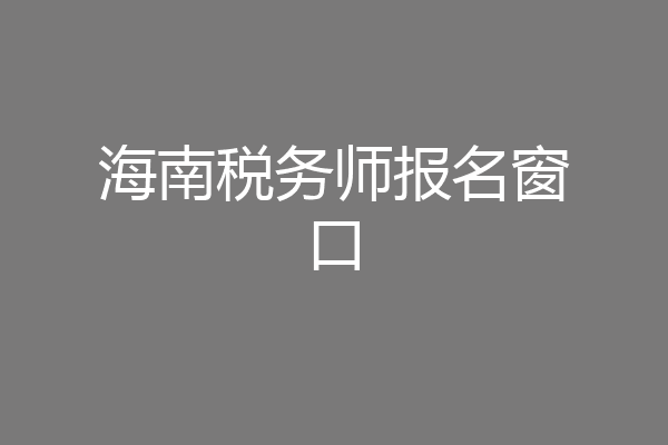 海南税务师报名窗口