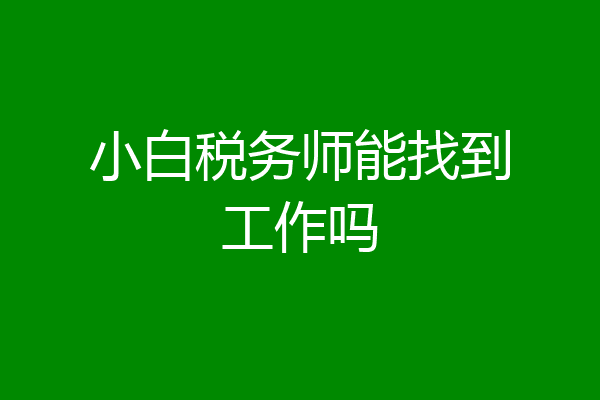 小白税务师能找到工作吗