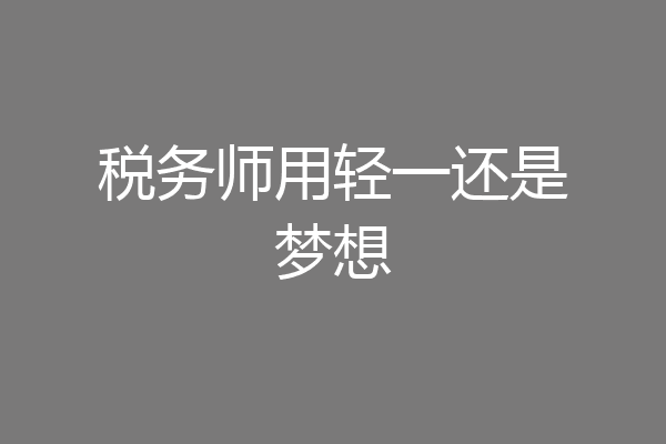 税务师用轻一还是梦想