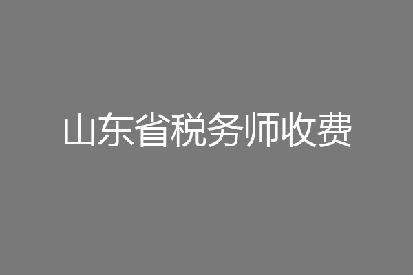 山东省税务师收费