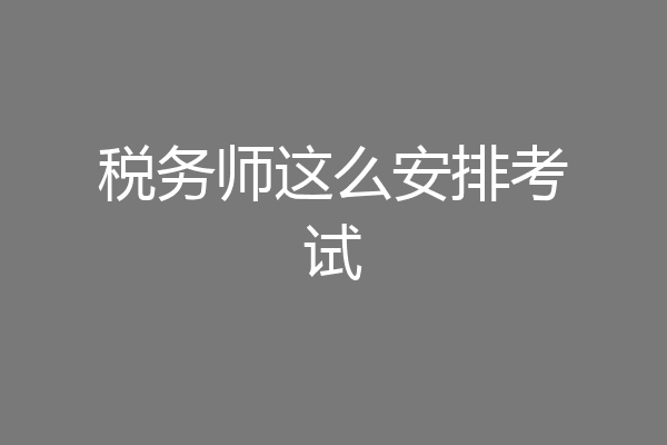 税务师这么安排考试