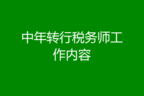 中年转行税务师工作内容