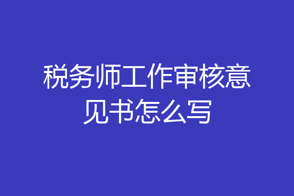 税务师工作审核意见书怎么写
