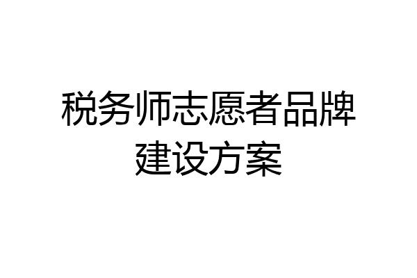 税务师志愿者品牌建设方案