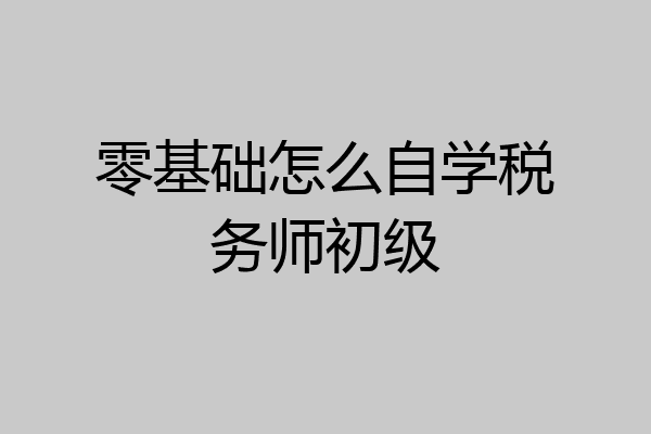零基础怎么自学税务师初级