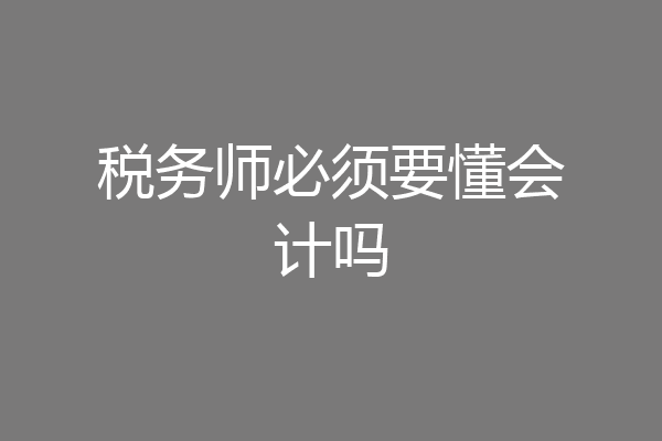 税务师必须要懂会计吗
