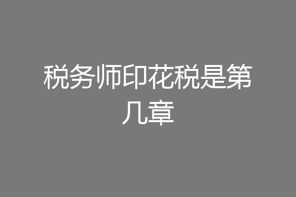 税务师印花税是第几章