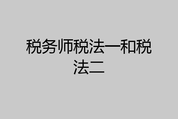税务师税法一和税法二
