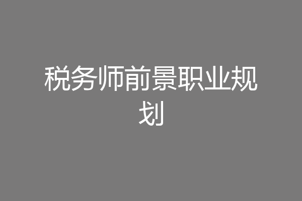税务师前景职业规划