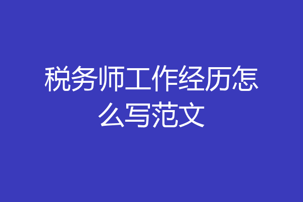 税务师工作经历怎么写范文
