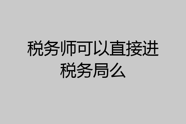 税务师可以直接进税务局么