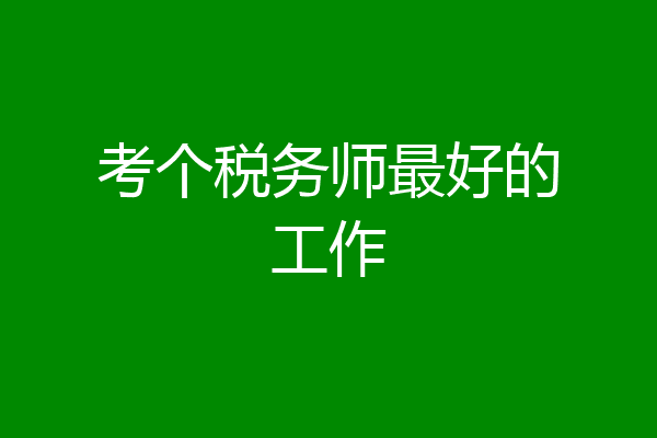 考个税务师最好的工作