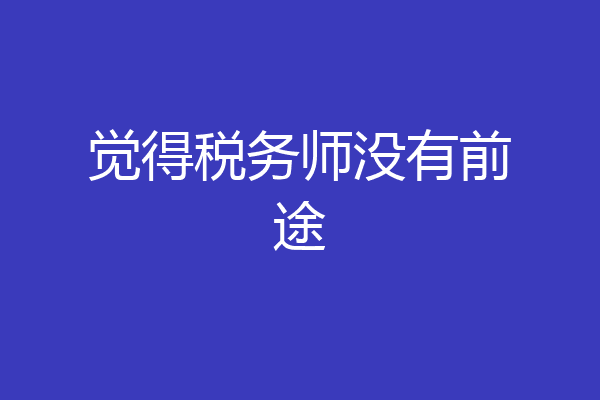 觉得税务师没有前途