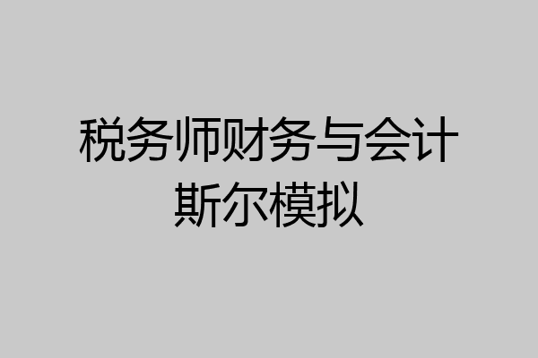 税务师财务与会计斯尔模拟